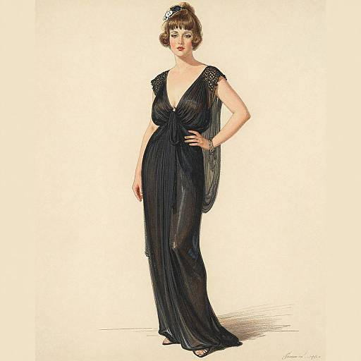 Vintage 1920s Lanvin Evening Gown Illustration