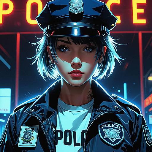 Anime Style Female Police Officer Portrait