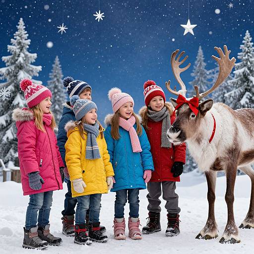 Joyful Children in Festive Winter Scene