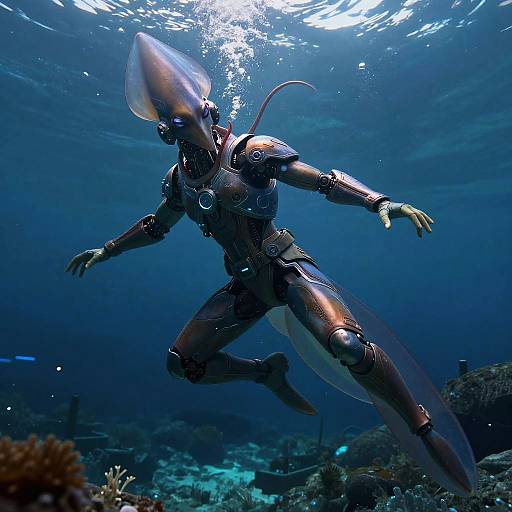 Epic Underwater Cyberpunk Ninja Squid