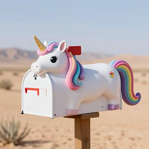 Unicorn Mailbox in Desert