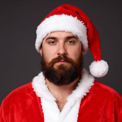 Bearded Man in Santa Claus Outfit