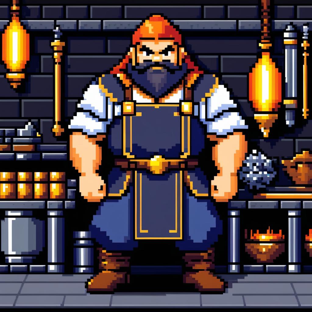 Dwarf Blacksmith Pixel Art Character