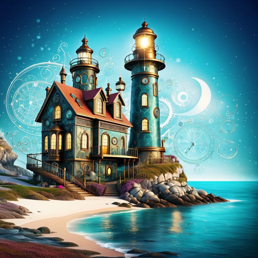 Enchanting Steampunk Lighthouse Illustration