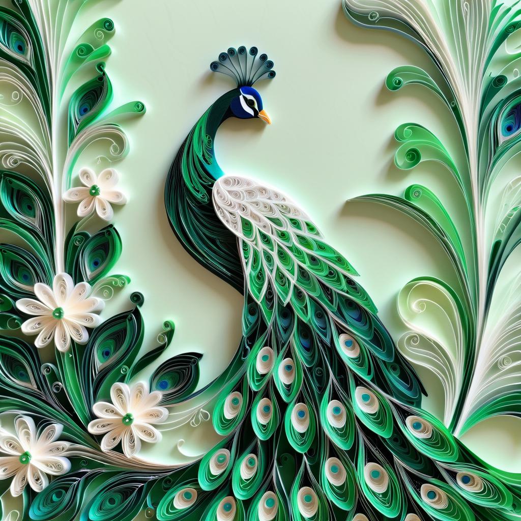 Elegant Peacock with Floral Quilling Art