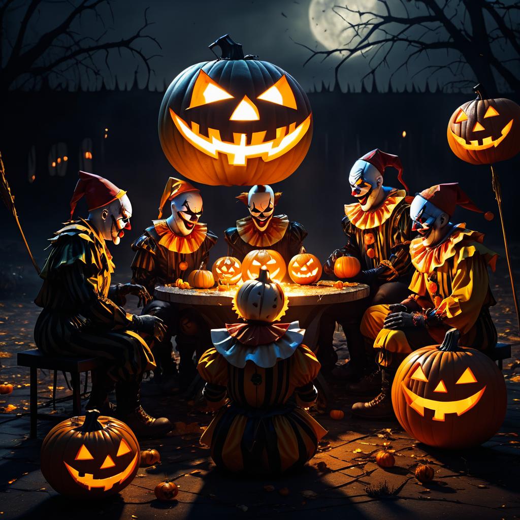 Eerie Clowns and a Shattered Jack-o'-Lantern