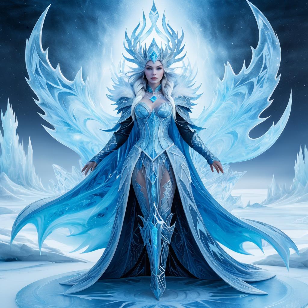 Enchanting Ice Sorceress in Winter Wasteland