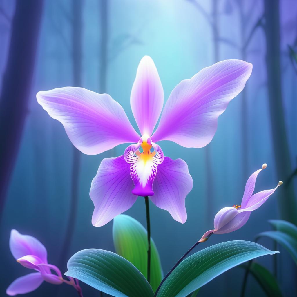 Ethereal Butterfly Orchid in Misty Forest