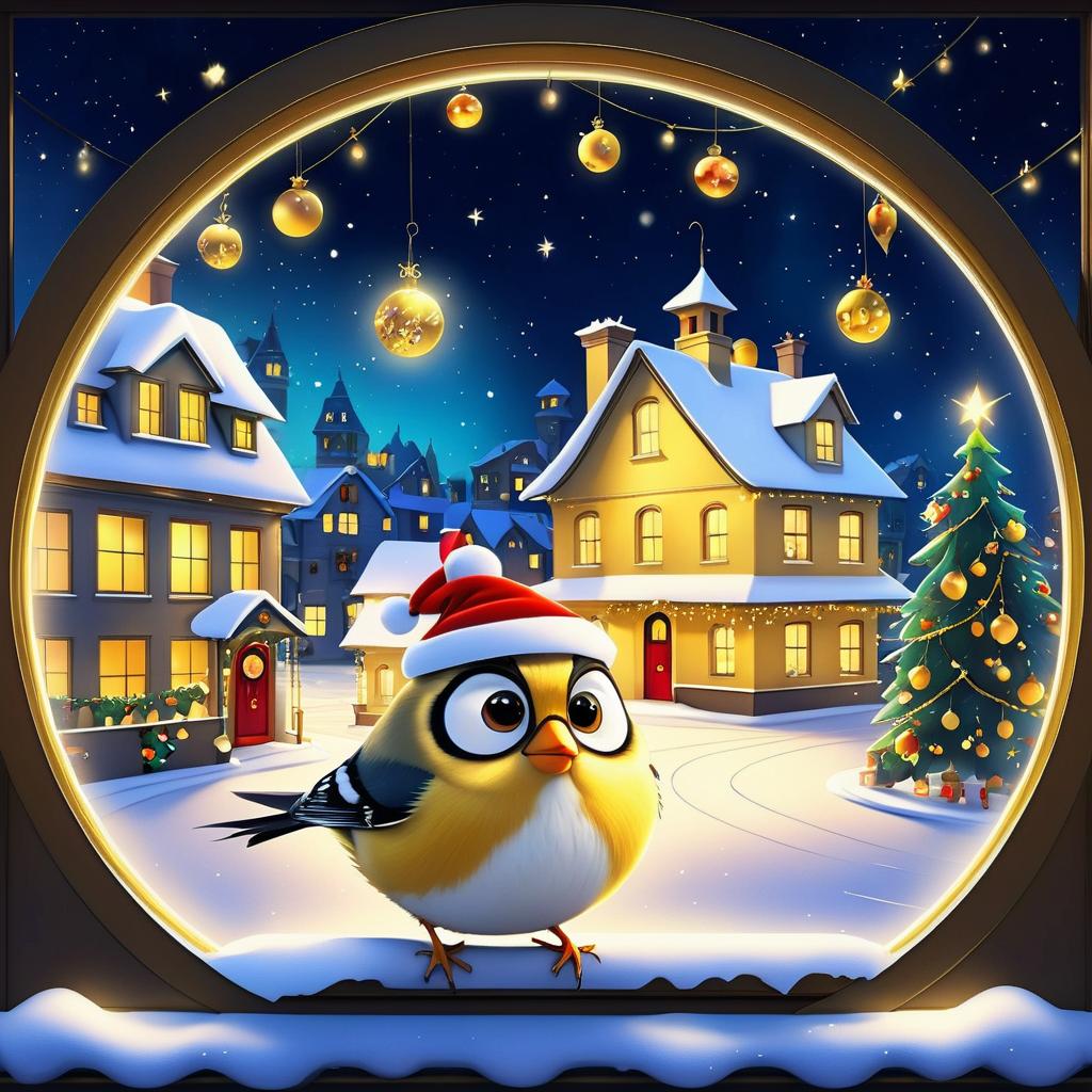 Adorable Goldfinch in Christmas Wonderland