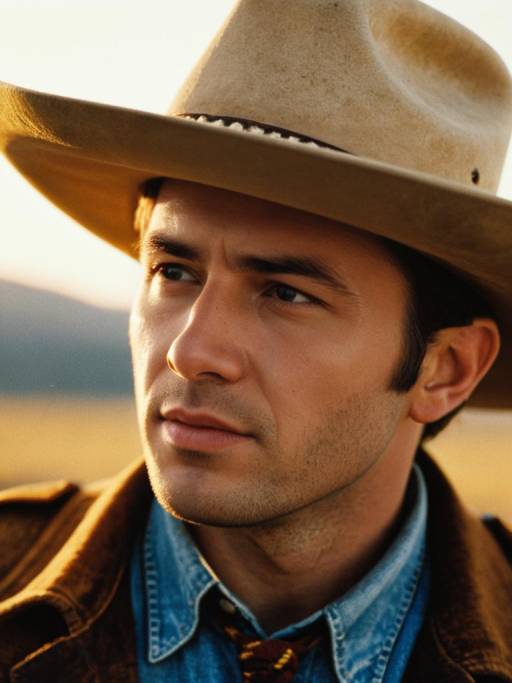 Man in Cowboy Hat at Sunset