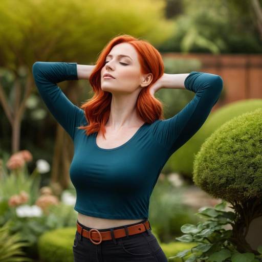 Confident Woman in Serene Garden Confident Woman in Serene Garden