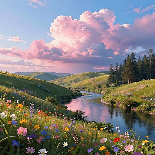 Fantasy Landscape with Pastel Skies