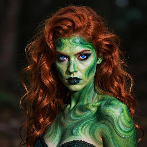 Fierce Woman with Vibrant Painted Skin