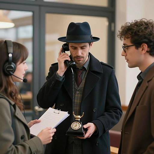 Vintage Phone Conversation Scene