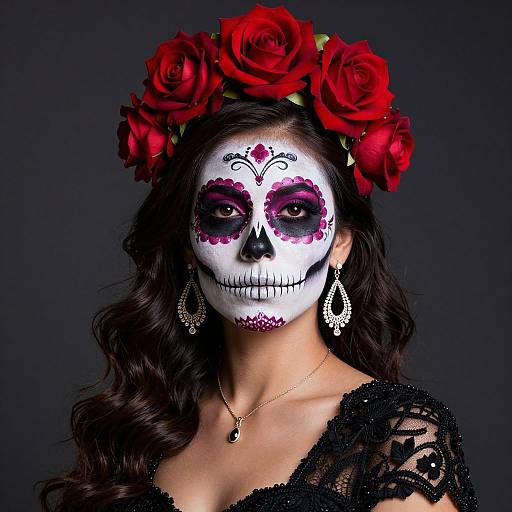 Glamorous Sugar Skull Woman Portrait