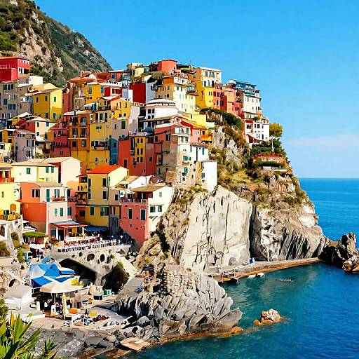 Vibrant Digital Portofino Coastal Scene