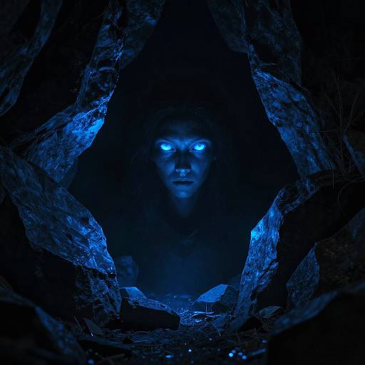 Bioluminescent Fantasy Creature in Shadows