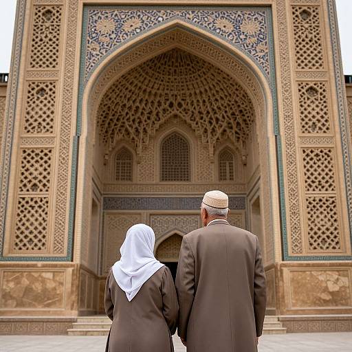 Elderly Couple Admiring Islamic Architecture