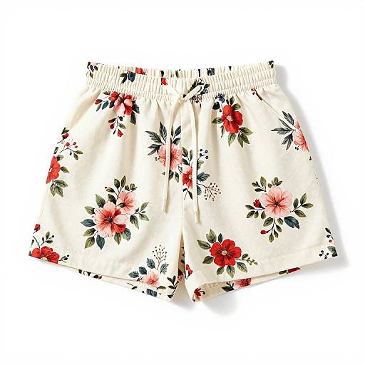 Elegant Ivory Floral Shorts Design