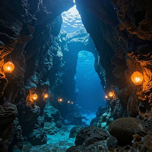 Illuminated Underwater Caverns