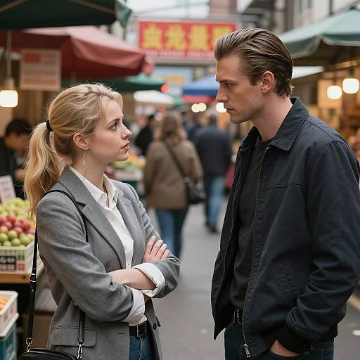 Dynamic Encounter in a Bustling Market