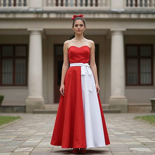 Woman in Red Skirt Costume