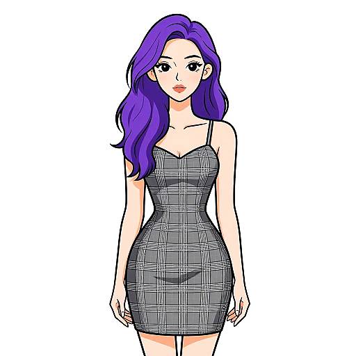 Minimalist Woman in Glen Plaid Slip Dress