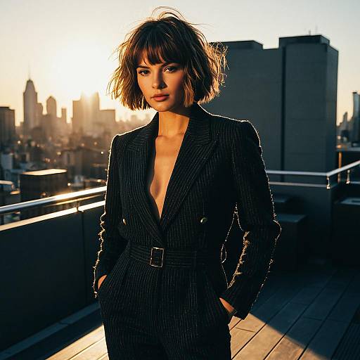 Fashion Editorial: Shaggy Bob Hairstyle on Rooftop