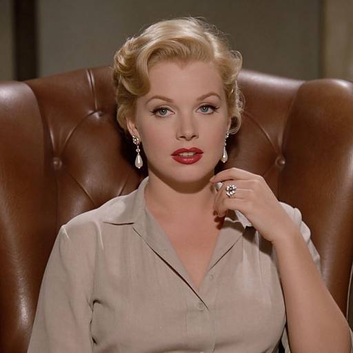 Elegant Blonde Glamour in Vintage Chair