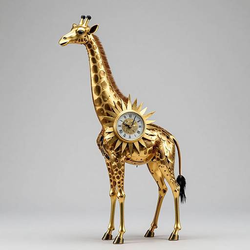 Golden Clockwork Giraffe with Brass Feathers