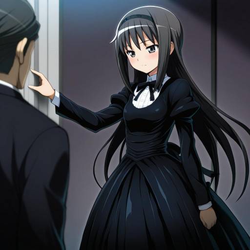 Illustration of Akemi homura (black dress), mahou shoujo madoka magica in the style of Shin'ya (shin'yanchi)