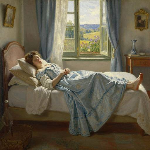 Serene Oil Painting of Tranquil Convalescence