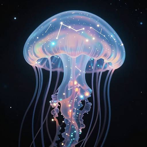 Glowing Constellations on Jellyfish Planet