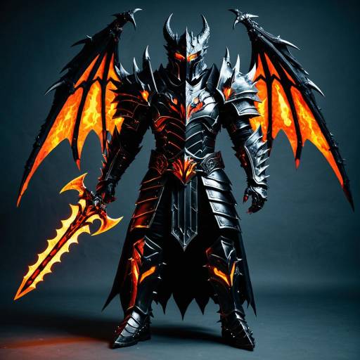 Dark Draconic Armor Cosplay with Fiery Wings