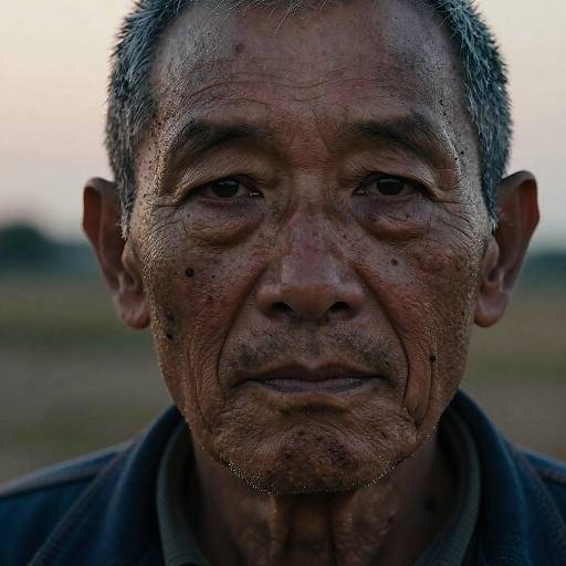 Closeup Portrait of Elderly Asian Man