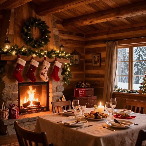 Rustic Cozy Christmas Cabin Interior