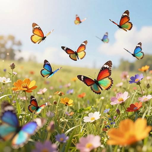 Million Butterflies Over Vibrant Meadow