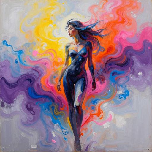 Abstract Woman in Vibrant Color Smoke