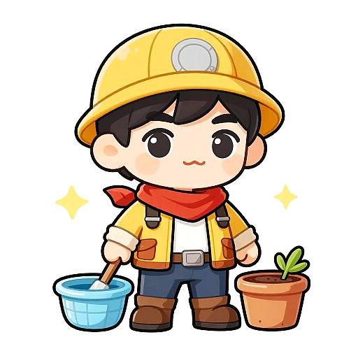 Chibi Archaeologist Doing Chores