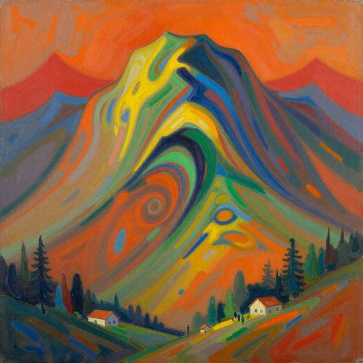 Vibrant Abstract Mountain Landscape Art