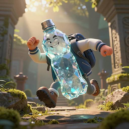 Dynamic Hiker Water Bottle in Ancient Temple