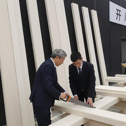 Two Men in Dark Suits at Work