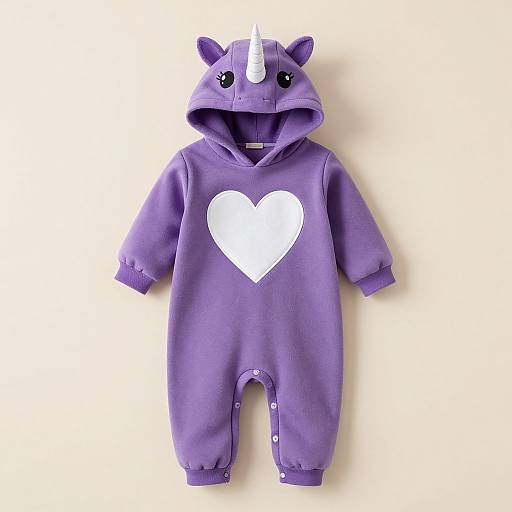 Purple Unicorn Onesie with Heart
