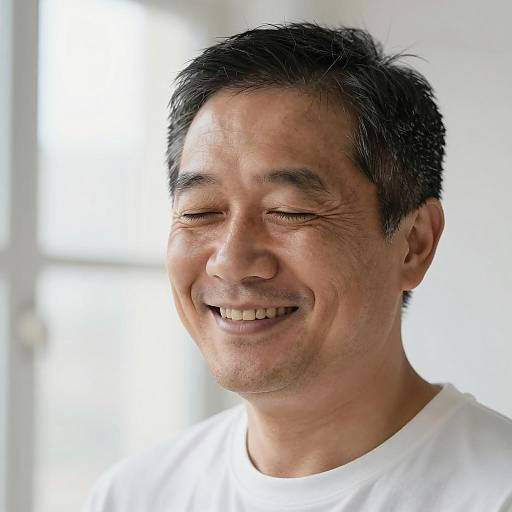 Smiling Middle-Aged Man in Bright Light