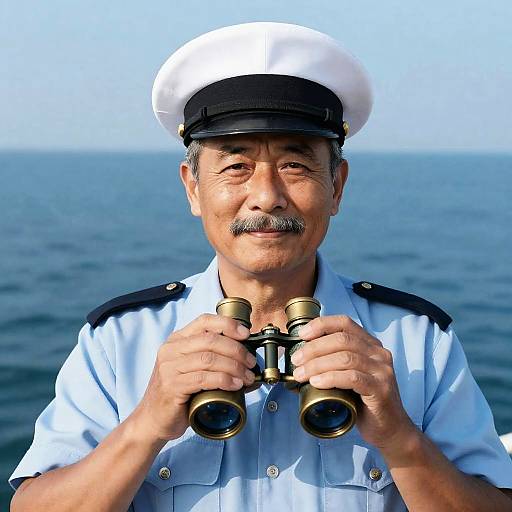 Naval Captain by the Serene Ocean