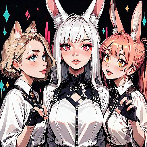 Three Anime Girls with Animal Ears