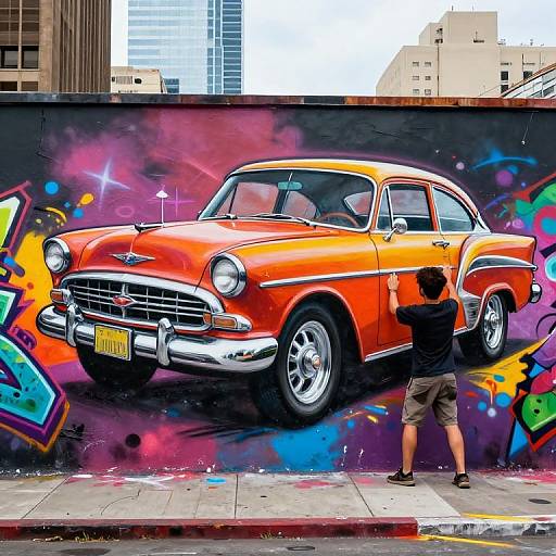 Vibrant Urban Car Mural Art