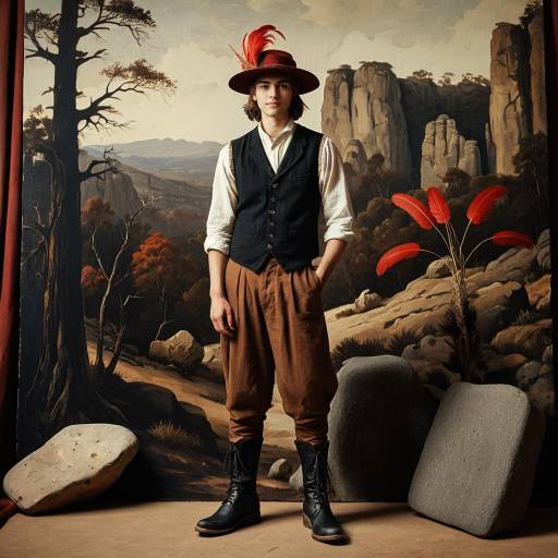 Young Man in Vintage Historical Costume