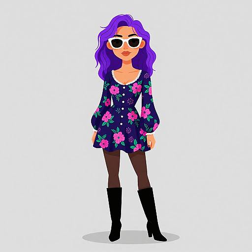 Bohemian Woman in Floral Mini Dress