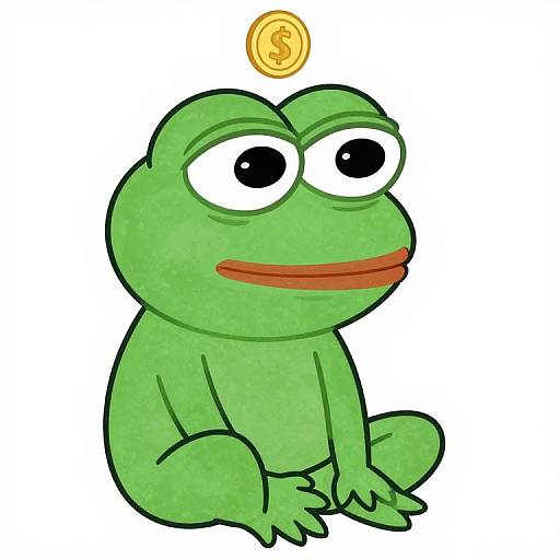Grainy Anime Pepe with Floating Coin